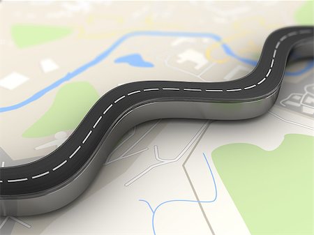 3d illustration of asphalt road over map background Photographie de stock - Aubaine LD & Abonnement, Code: 400-08670806