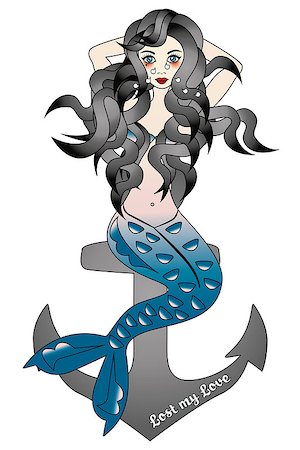 sad fish - Illustration of crying beautiful mermaid, lost love Stock Photo - Budget Royalty-Free & Subscription, Code: 400-08670827
