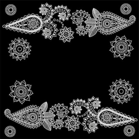 phantom1311 (artist) - Ornate Paisley Pattern Doodle Vector Design on black Stock Photo - Budget Royalty-Free & Subscription, Code: 400-08671036