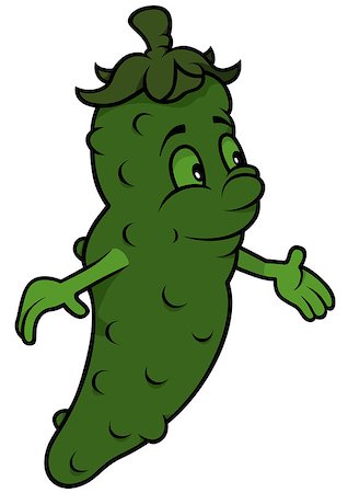 pickling gherkin - Green Cartoon Cucumber - Cheerful Illustration, Vector Stock Photo - Budget Royalty-Free & Subscription, Code: 400-08671260