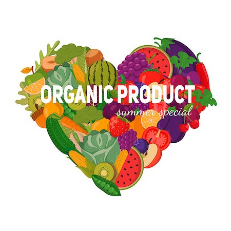 Organic product sale template. Vector fruit and text. Stock Photo - Budget Royalty-Free & Subscription, Code: 400-08671336