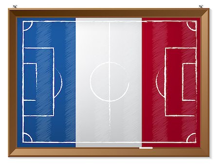 football play on chalkboard - Soccer field drawing with french flag in background Stock Photo - Budget Royalty-Free & Subscription, Code: 400-08671412