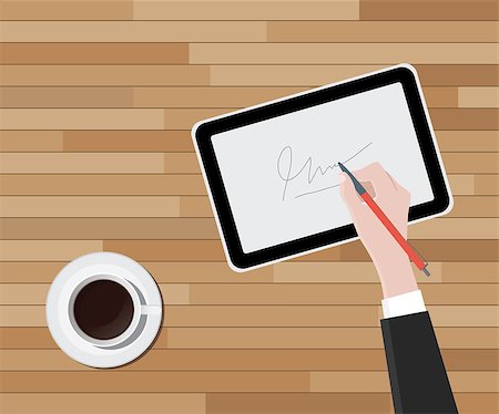 sales person with a tablet - digital signature hand handwrite a sign on top of tablet vector graphic illustration Stock Photo - Budget Royalty-Free & Subscription, Code: 400-08671460