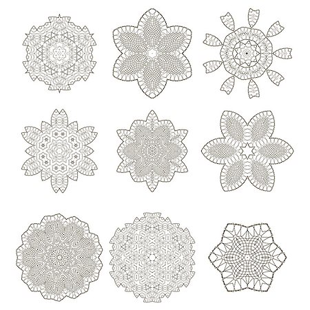 espirógrafo - Round Geometric Ornaments Set Isolated on White Background Foto de stock - Royalty-Free Super Valor e Assinatura, Número: 400-08671674