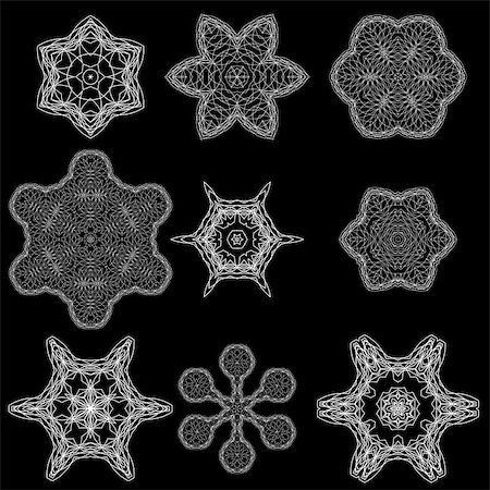 espirógrafo - Round Geometric Ornaments Set Isolated on Black Background Foto de stock - Royalty-Free Super Valor e Assinatura, Número: 400-08671683