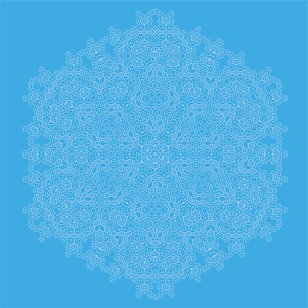 espirógrafo - White Mandala Isolated on Blue Background. Round Ornament Foto de stock - Royalty-Free Super Valor e Assinatura, Número: 400-08671692