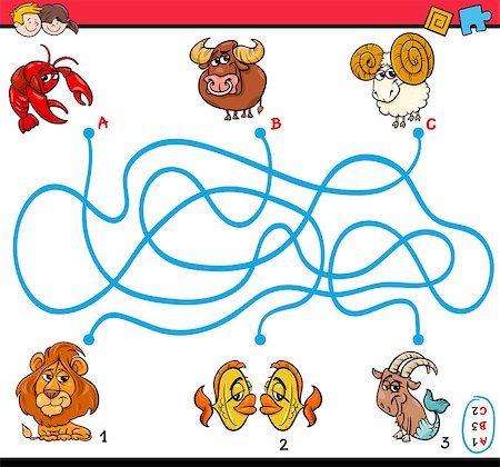 simsearch:400-08919841,k - Cartoon Illustration of Educational Paths or Maze Puzzle Activity Task for Preschool Children Stockbilder - Microstock & Abonnement, Bildnummer: 400-08671776