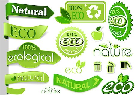 Collection of Eco Banners and Icons - Green Nature Illustrations, Vector Foto de stock - Super Valor sin royalties y Suscripción, Código: 400-08671834