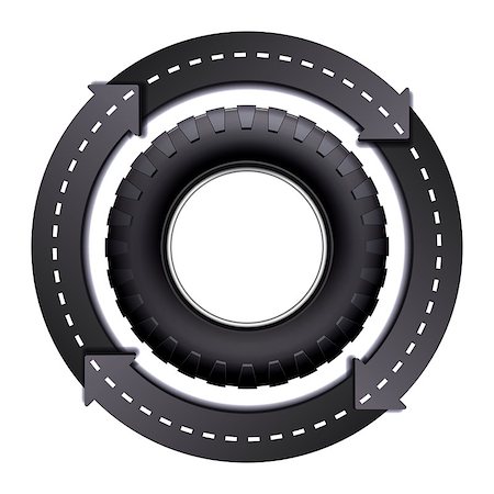 simsearch:400-06069419,k - Design Template with Circles Arrow Road And Car tire isolated on white background. Symbol of trucking. Vector illustration Stock Photo - Budget Royalty-Free & Subscription, Code: 400-08671948
