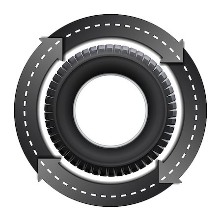 simsearch:400-06069419,k - Design Template with Circles Arrow Road And Car tire isolated on white background. Symbol of trucking. Vector illustration Stock Photo - Budget Royalty-Free & Subscription, Code: 400-08671949