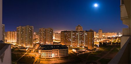 pictures of house street lighting - Night panorama of Moscow. Living apartments. Lyublino Stock Photo - Budget Royalty-Free & Subscription, Code: 400-08671940