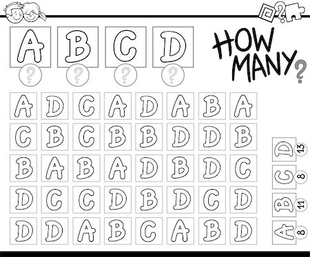 simsearch:400-08965106,k - Black and White Cartoon Illustration of Educational Counting Activity Task for Preschool Children Coloring Book Stock Photo - Budget Royalty-Free & Subscription, Code: 400-08672092