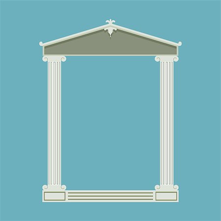 Antique marble temple front with ionic columns, vector illustration Fotografie stock - Microstock e Abbonamento, Codice: 400-08672205