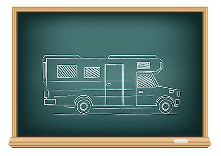 education camp - The trailer drawn on school blackboard on white background Stock Photo - Budget Royalty-Free & Subscription, Code: 400-08672464