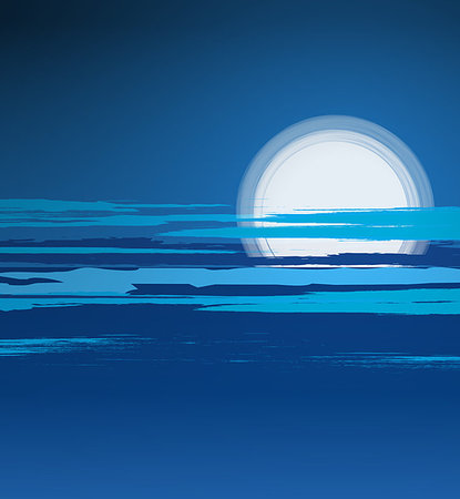 summer beach abstract - Vector illustration of a summer night landscape with the moon and the sea Photographie de stock - Aubaine LD & Abonnement, Code: 400-08672492