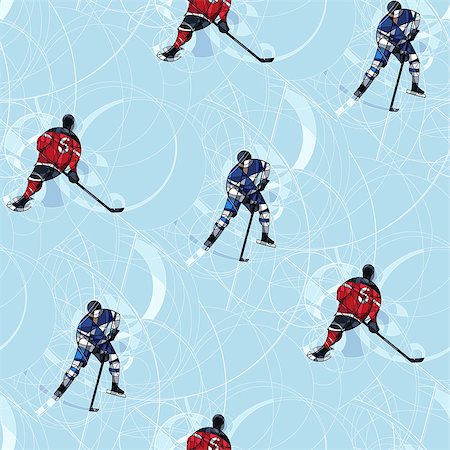 simsearch:400-04518843,k - Ice hockey players seamless pattern made with circle on blue background Stock Photo - Budget Royalty-Free & Subscription, Code: 400-08672589