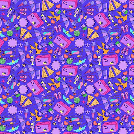 party beverage sketches - Cartoon hand-drawn doodles on the subject of summer holidays theme seamless pattern. Vector colorful background for web, mobile and print. Stock Photo - Budget Royalty-Free & Subscription, Code: 400-08672665