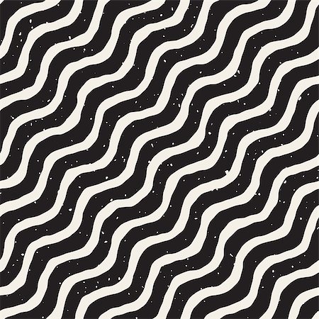 simsearch:400-09098204,k - Vector Seamless Black And White Hand Drawn Diagonal Wavy Lines Grunge Pattern. Abstract Freehand Background Design Stock Photo - Budget Royalty-Free & Subscription, Code: 400-08672736