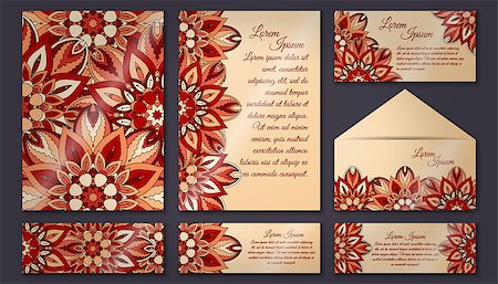 Invitation card collection, delicate floral pattern. Vintage decorative elements. Hand drawn background.Islam, Arabic, Indian, ottoman motifs Stock Photo - Budget Royalty-Free & Subscription, Code: 400-08672771