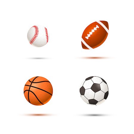 simsearch:858-03049840,k - Set of realistic sport balls for soccer, basketball, baseball and rugby, isolated on white Photographie de stock - Aubaine LD & Abonnement, Code: 400-08672818