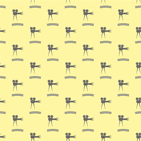 projector light in a movie theatre - Seamless Retro Cinema Pattern. Old Movie Projector Film Strip Background Stock Photo - Budget Royalty-Free & Subscription, Code: 400-08673038