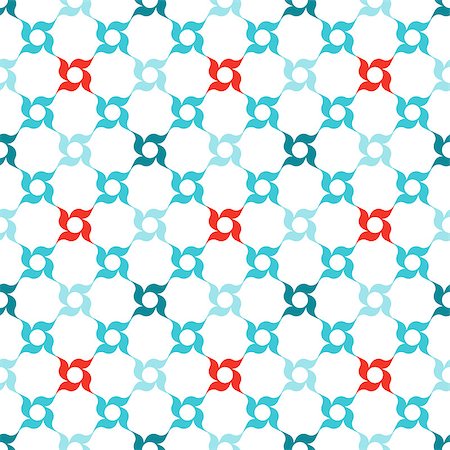 simsearch:400-08807079,k - Arabesque lattice of stylized red and blue four-petal flowers on white background. Seamless repeat. Stock Photo - Budget Royalty-Free & Subscription, Code: 400-08673225