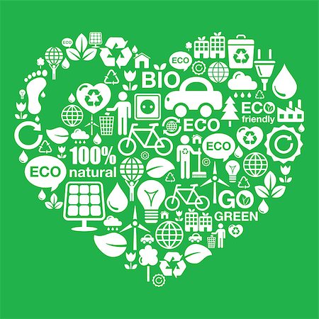 simsearch:400-08553864,k - I love ecology, recycling, footprint, green power background made of icons Stock Photo - Budget Royalty-Free & Subscription, Code: 400-08673273