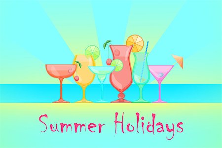 simsearch:400-04787910,k - Summer Cocktails. Relax summer holidays illustration. Candy Vector background. Stock Photo - Budget Royalty-Free & Subscription, Code: 400-08673528
