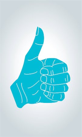 Thumbs up sign hand gesture. Cool, nice and approval symbol in thin line style. Stock Photo - Budget Royalty-Free & Subscription, Code: 400-08673539