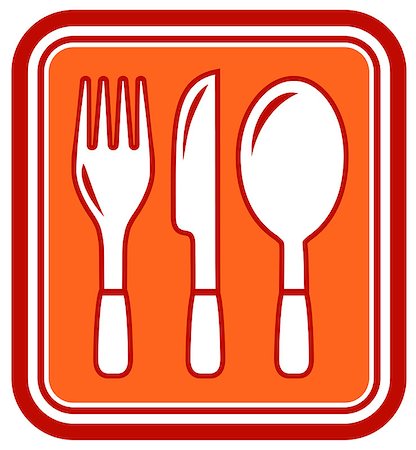 simsearch:400-07716706,k - yellow restaurant icon with fork, knife, spoon silhouette Photographie de stock - Aubaine LD & Abonnement, Code: 400-08673557