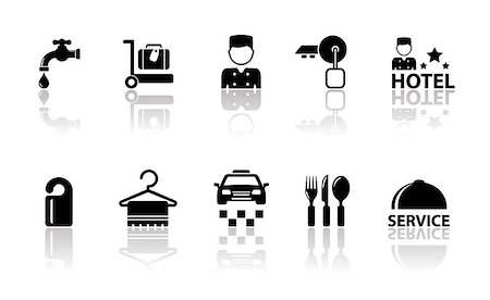 simsearch:400-07262064,k - set of hotel concept icons with mirror reflection Stock Photo - Budget Royalty-Free & Subscription, Code: 400-08673558