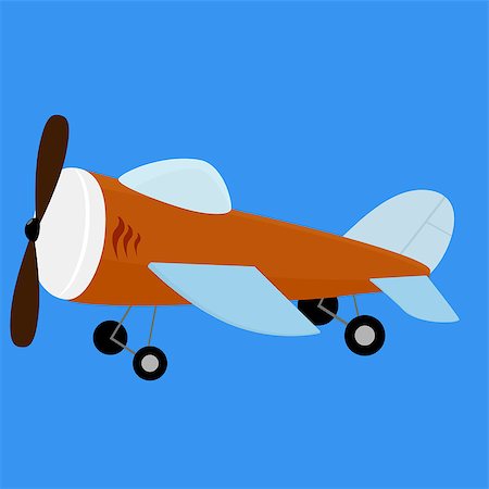 orange retro plane with propeller toy. Vector illustration Stock Photo - Budget Royalty-Free & Subscription, Code: 400-08673592