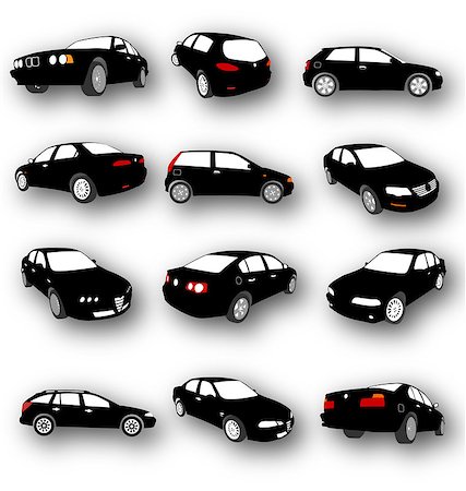 Set of Car Silhouettes Vector Set of 12 different cars Stock Photo - Budget Royalty-Free & Subscription, Code: 400-08673910
