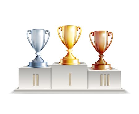 simsearch:400-08708838,k - Podium winners with trophy cups isolated on white background. Vector illustration Photographie de stock - Aubaine LD & Abonnement, Code: 400-08673930