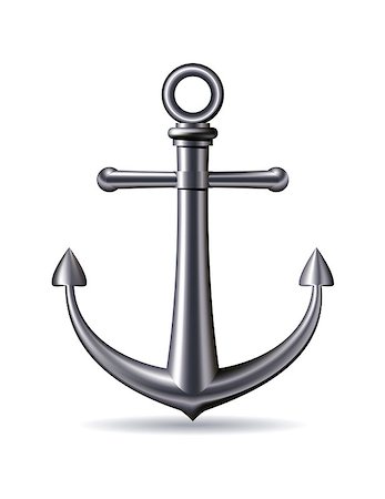 Steel anchor on white background. Vector illustration Stock Photo - Budget Royalty-Free & Subscription, Code: 400-08673932