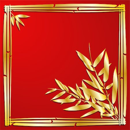 simsearch:400-05175967,k - Bamboo branches on red background. Vector illustration. Stock Photo - Budget Royalty-Free & Subscription, Code: 400-08680014
