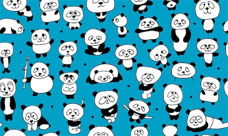 simsearch:400-04743700,k - Funny pandas, seamless pattern for your design. Vector illustration Stockbilder - Microstock & Abonnement, Bildnummer: 400-08680064