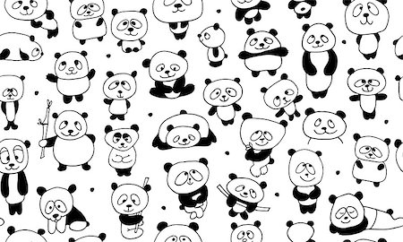 simsearch:400-04743700,k - Funny pandas, seamless pattern for your design. Vector illustration Stockbilder - Microstock & Abonnement, Bildnummer: 400-08680061