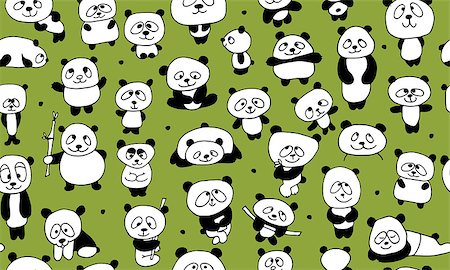 simsearch:400-04394273,k - Funny pandas, seamless pattern for your design. Vector illustration Foto de stock - Royalty-Free Super Valor e Assinatura, Número: 400-08680063