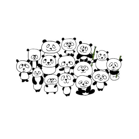 simsearch:400-04743700,k - Funny panda family, frame for your design. Vector illustration Stockbilder - Microstock & Abonnement, Bildnummer: 400-08680075