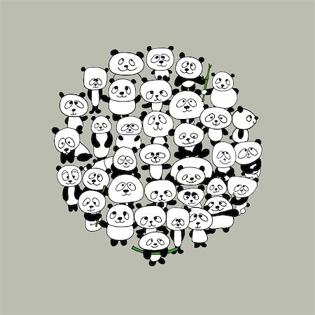 simsearch:400-04394273,k - Funny panda family, frame for your design. Vector illustration Foto de stock - Royalty-Free Super Valor e Assinatura, Número: 400-08680073