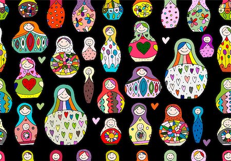 simsearch:400-04986497,k - Seamless pattern with russian nesting dolls, Matryoshka. Vector illustration Foto de stock - Royalty-Free Super Valor e Assinatura, Número: 400-08680120