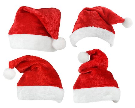 simsearch:400-05301621,k - Set of red Santa Claus hats isolated on white background Foto de stock - Super Valor sin royalties y Suscripción, Código: 400-08680188