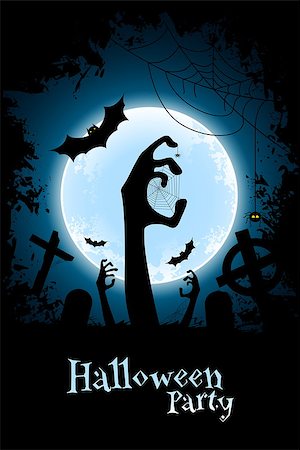 Halloween Zombie Party Poster. Holiday Card with Zombie Hands. Stock Photo - Budget Royalty-Free & Subscription, Code: 400-08680194