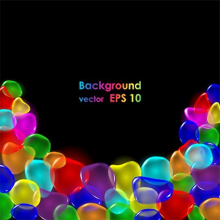 Transparent color drops on black background. Vector. Stock Photo - Budget Royalty-Free & Subscription, Code: 400-08680202