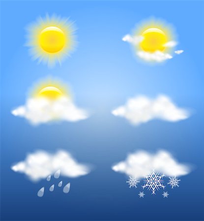 simsearch:400-08573713,k - Realistic transparency sun and clouds in weather icons set for business presentations, tv forecast, print and web designs. Vector Illustration Photographie de stock - Aubaine LD & Abonnement, Code: 400-08680357