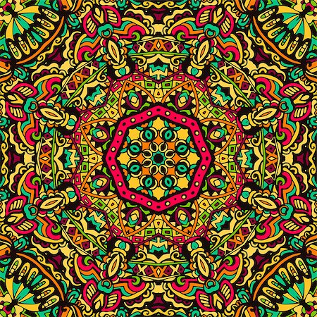 simsearch:400-08616384,k - Abstract festive colorful mandala vector ethnic tribal pattern. colorful artistic hand drawn background. Stockbilder - Microstock & Abonnement, Bildnummer: 400-08680353