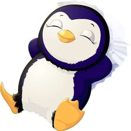 Sleep cute penguin on a white background Stock Photo - Budget Royalty-Free & Subscription, Code: 400-08680413