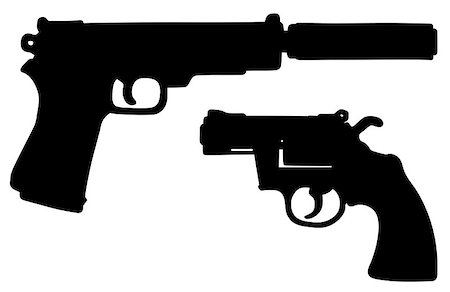 silencer - Hand drawing of short revolver and handgun with the silencer Stock Photo - Budget Royalty-Free & Subscription, Code: 400-08680493