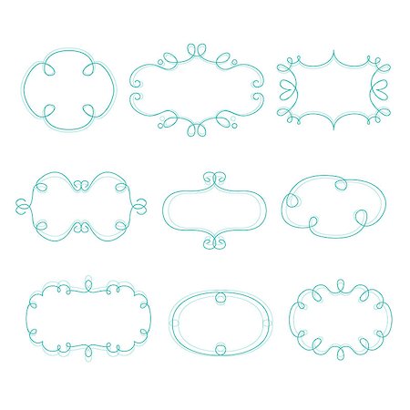 simsearch:400-08189933,k - Set of light blue outline frames and emblems mono line graphic design templates vector illustrations. Fotografie stock - Microstock e Abbonamento, Codice: 400-08680574